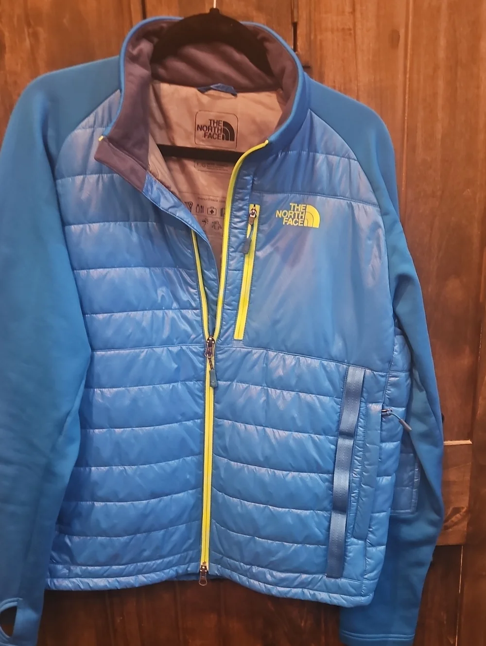 The North Face Summit Series Royal Blue Down Puffer Jacket w/ Yellow Accent